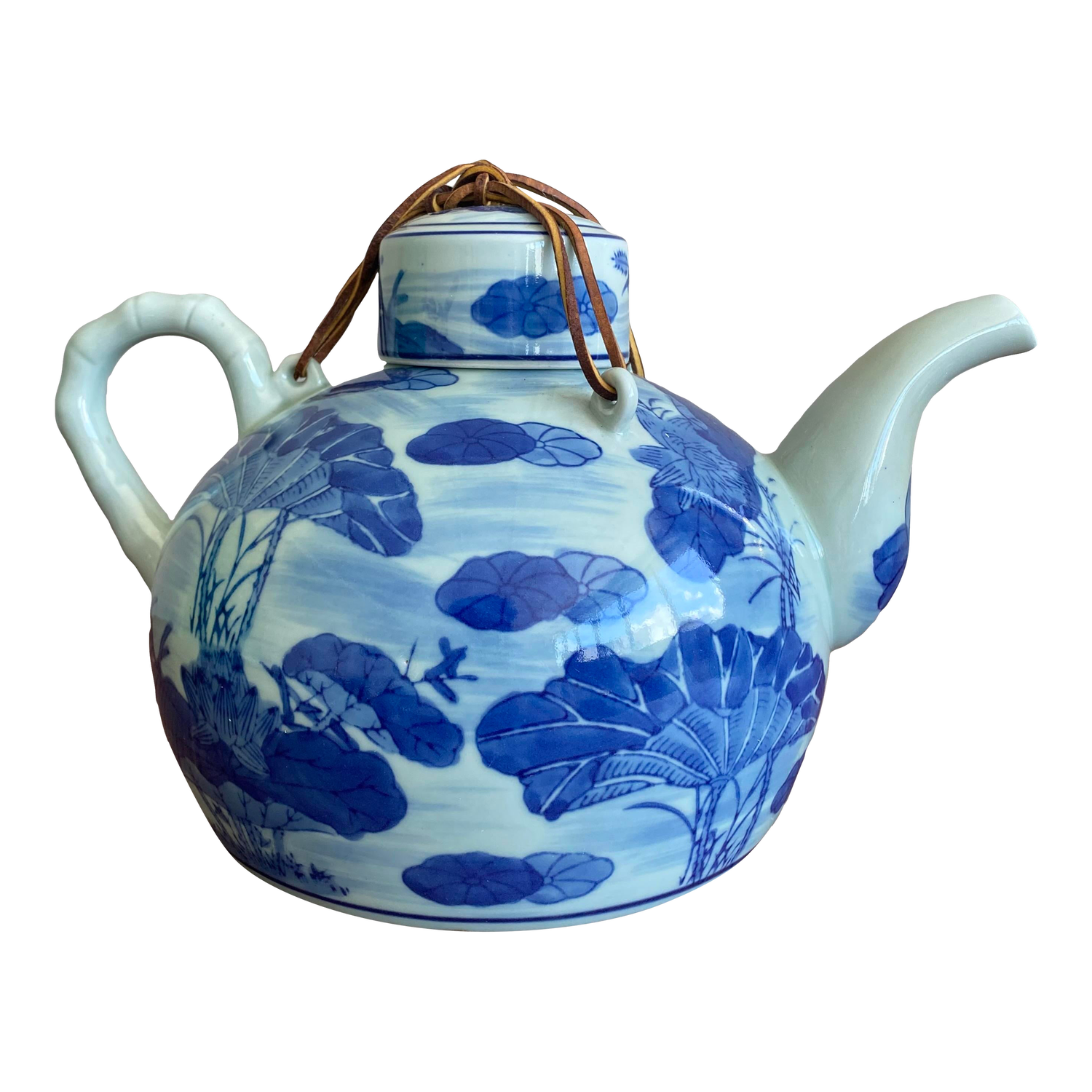 Late 20th Century Boho Blue and White Chinese Porcelain Teapot - Detail view
