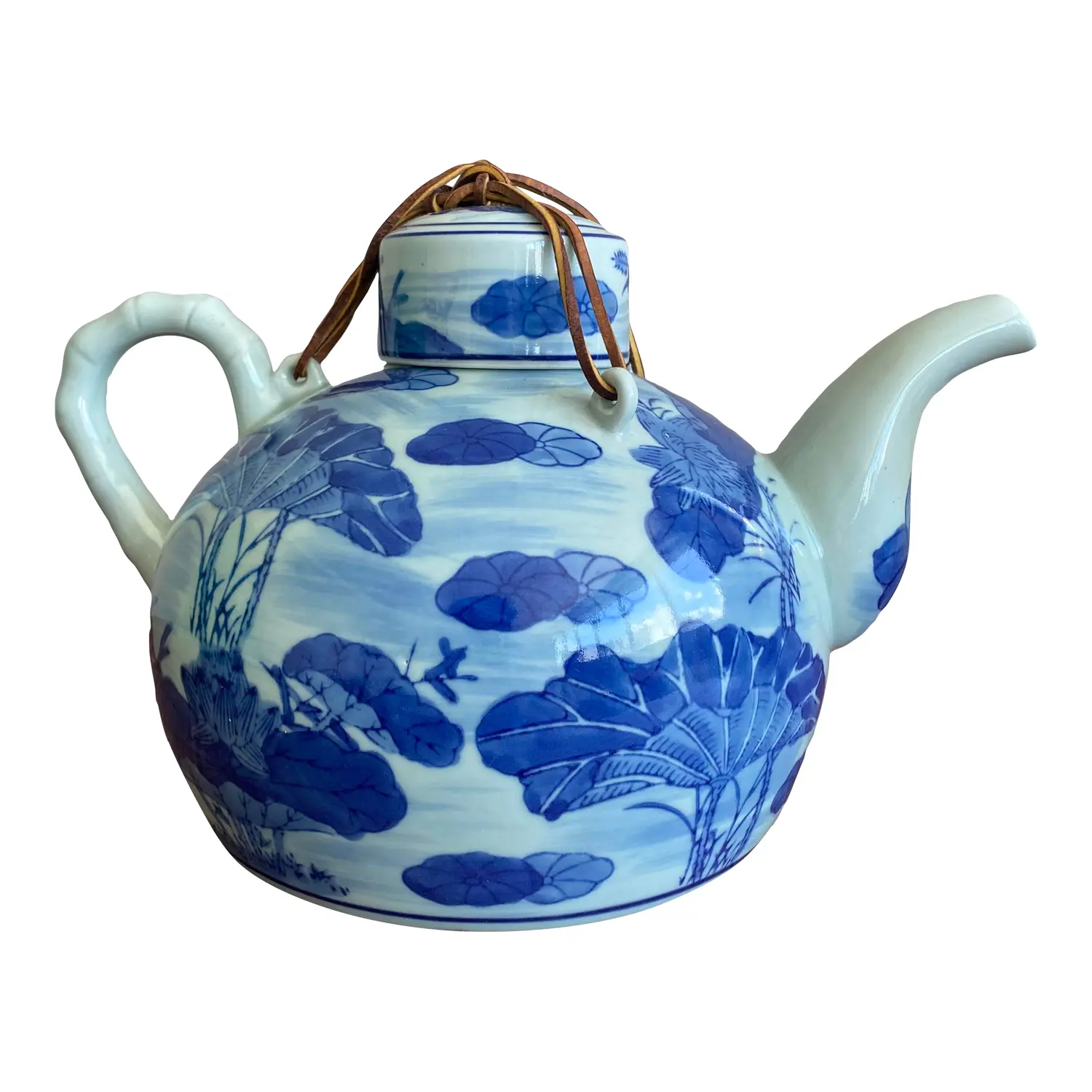 Late 20th Century Boho Blue and White Chinese Porcelain Teapot