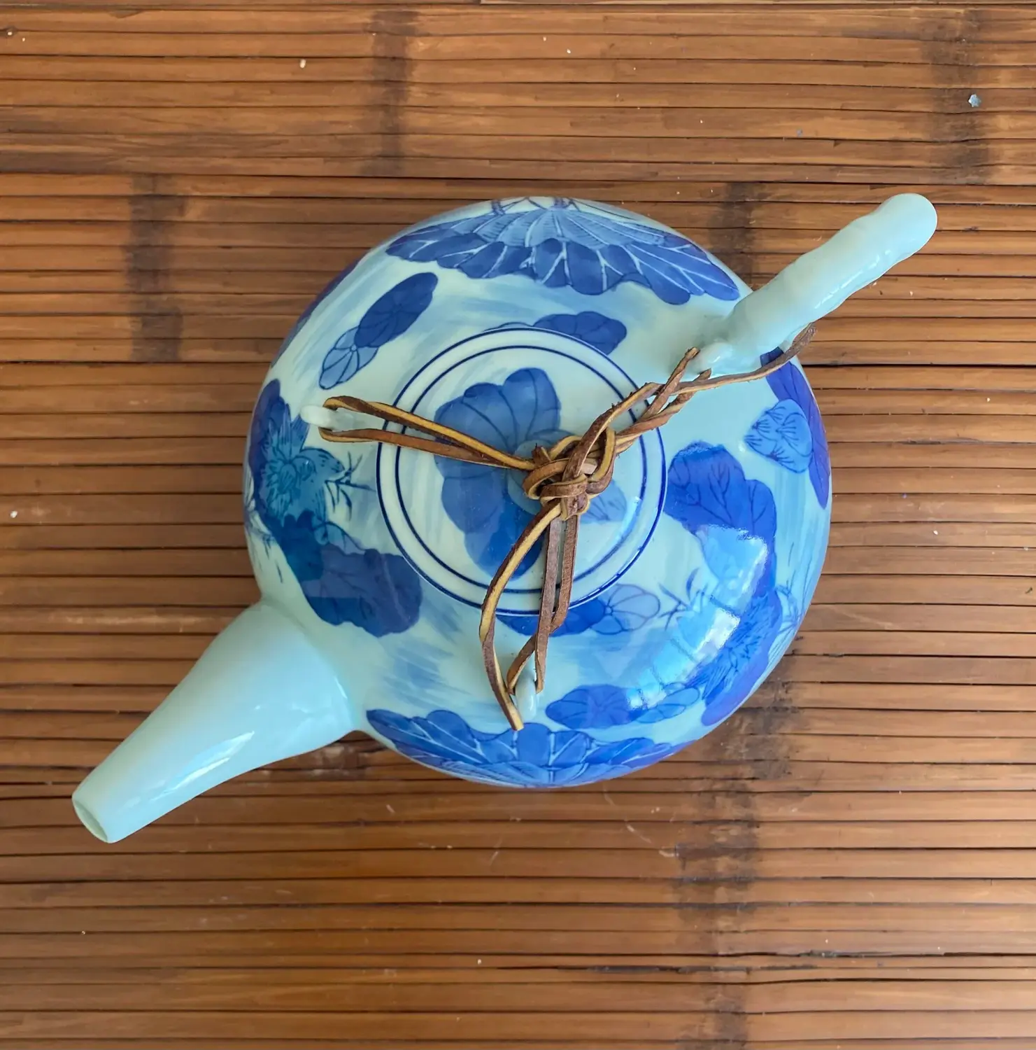Late 20th Century Boho Blue and White Chinese Porcelain Teapot - Side view
