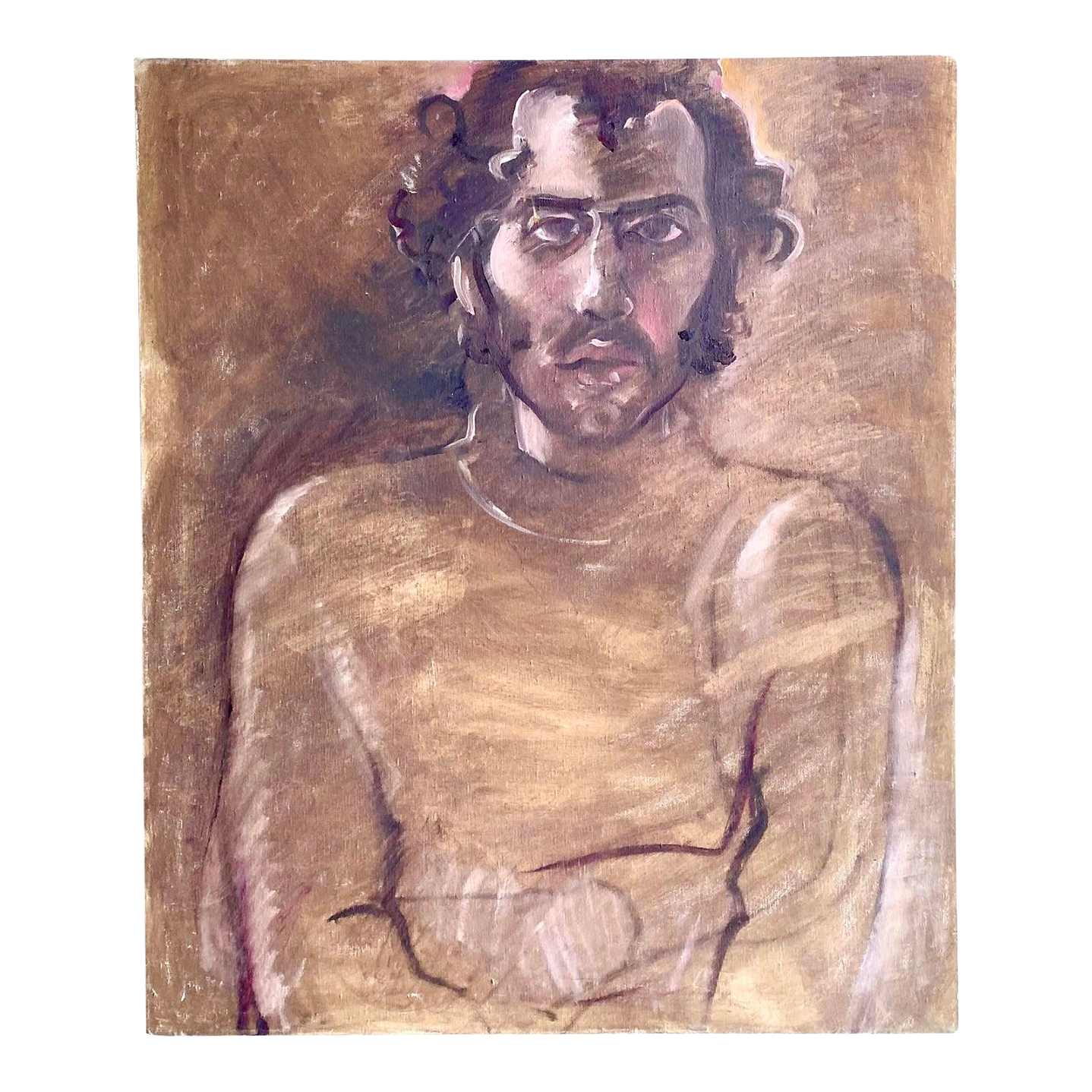 Late 20th Century Boho Chic Regone Pierokkis Signed Oil Painting - Detail view