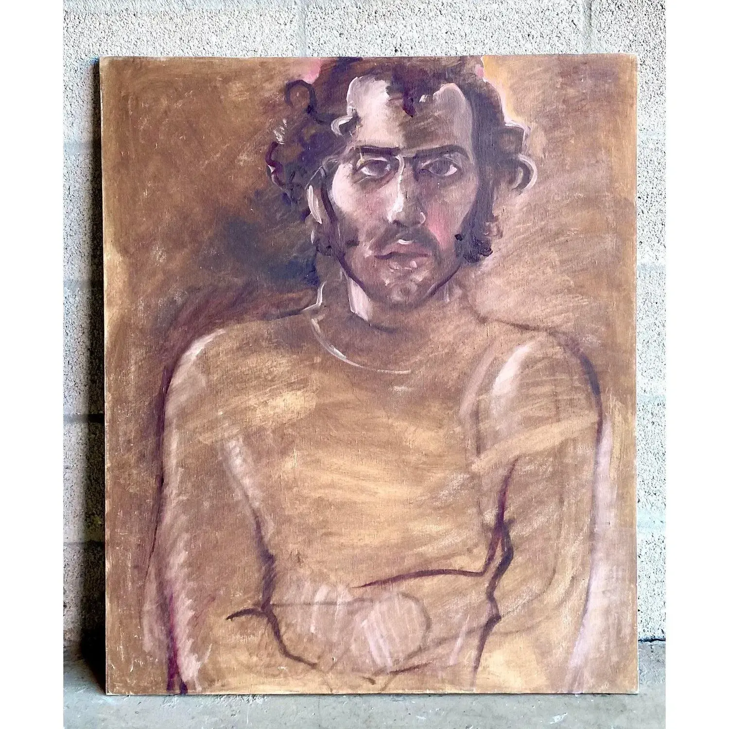 Late 20th Century Boho Chic Regone Pierokkis Signed Oil Painting