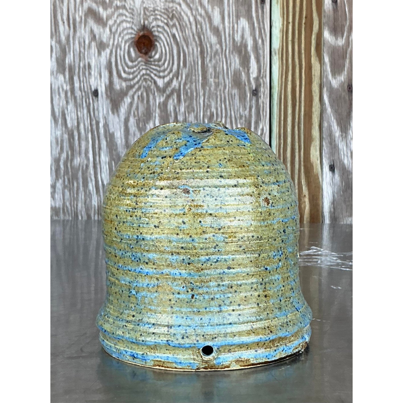 Late 20th Century Boho Hanging Studio Pottery Planter - Top view