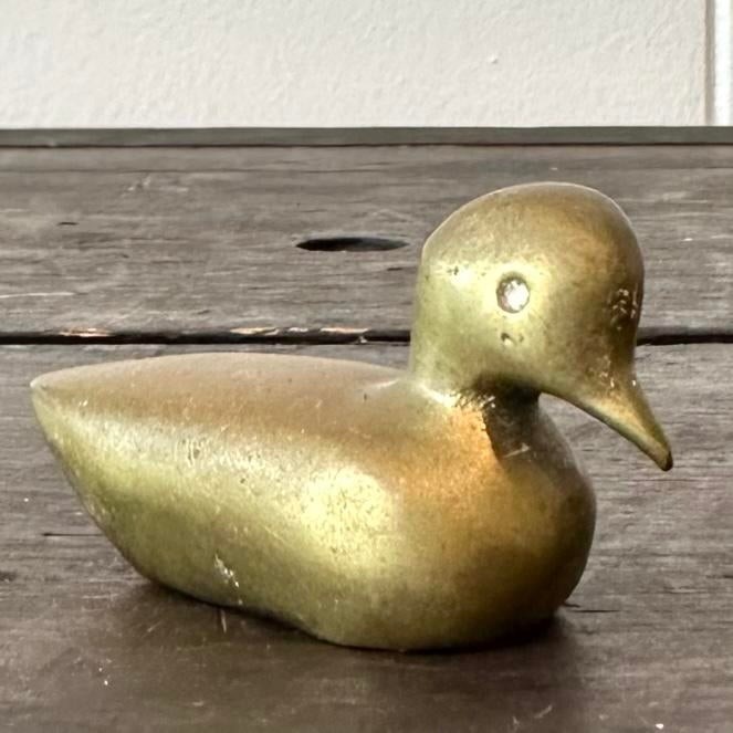 Late 20th Century Brass Dove Paper Weight - Side view