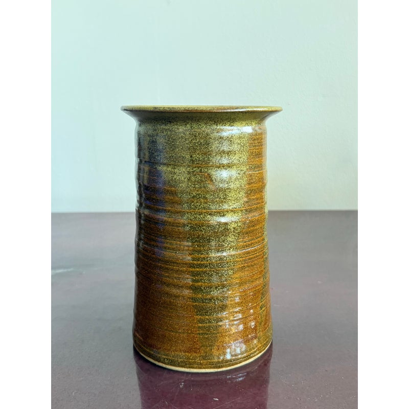 Late 20th Century Studio Pottery Glazed Ceramic Vase - Top view