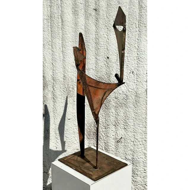 Late 20th Century Vintage Boho Abstract Torch Cut Steel Sculpture - Top view