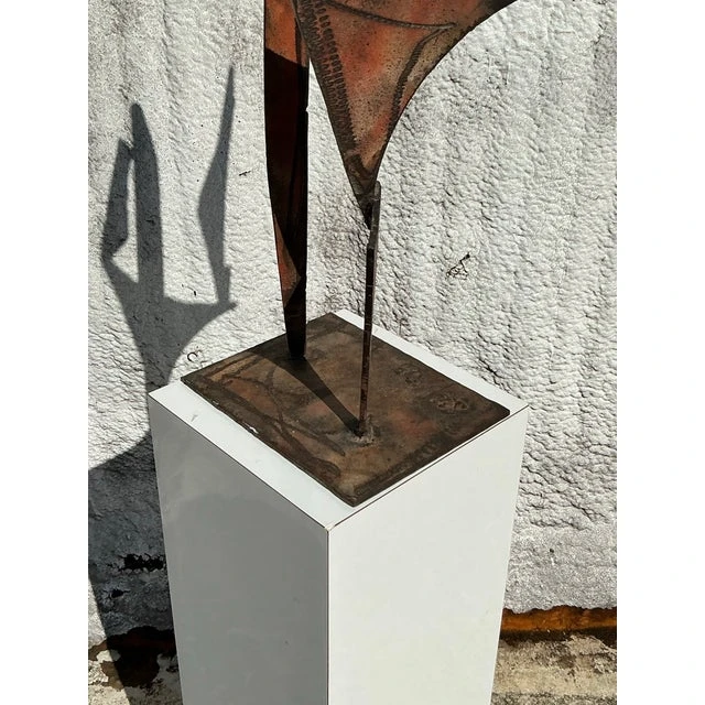 Late 20th Century Vintage Boho Abstract Torch Cut Steel Sculpture - Side view