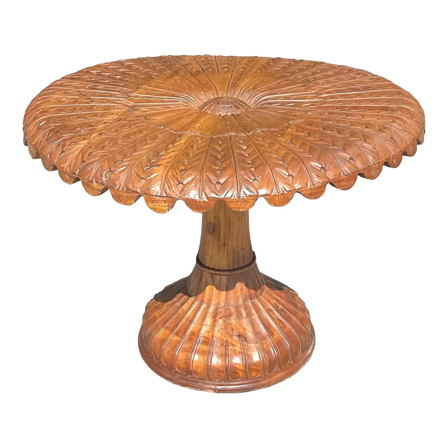 Late 20th Century Vintage Boho Carved Wood Center Hall Table