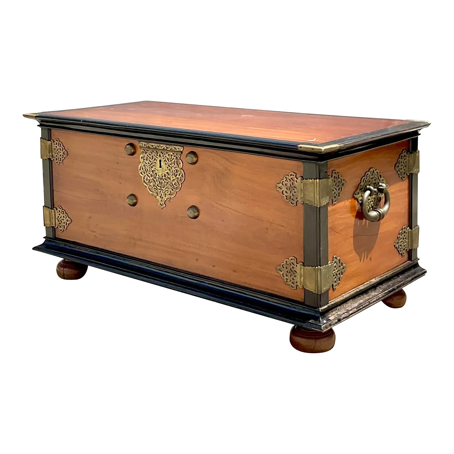 Late 20th Century Vintage Boho Ebony and Mahogany Blanket Chest - Detail view