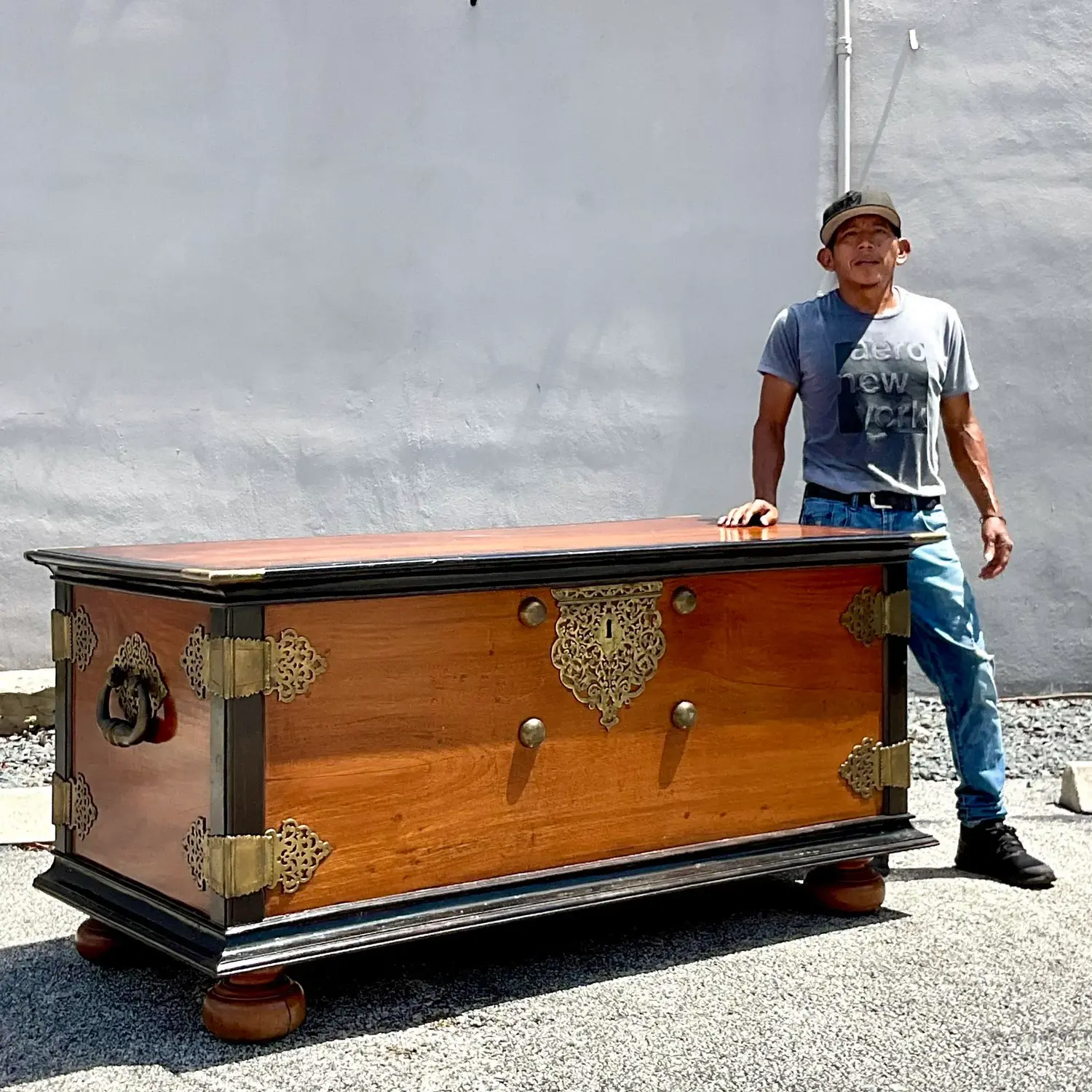Late 20th Century Vintage Boho Ebony and Mahogany Blanket Chest - Side view