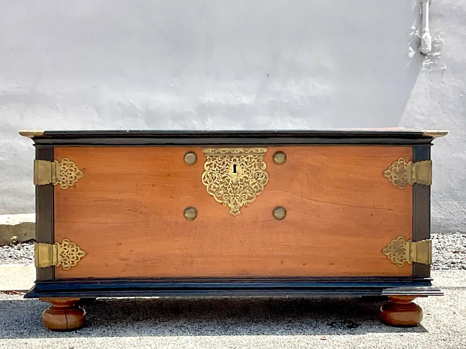 Late 20th Century Vintage Boho Ebony and Mahogany Blanket Chest - Back view
