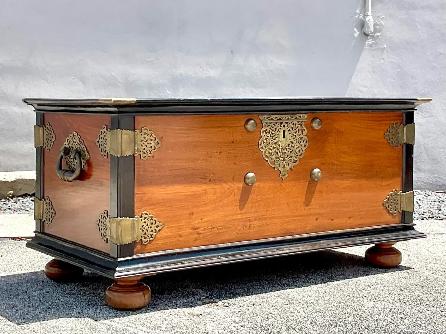 Late 20th Century Vintage Boho Ebony and Mahogany Blanket Chest - Top view