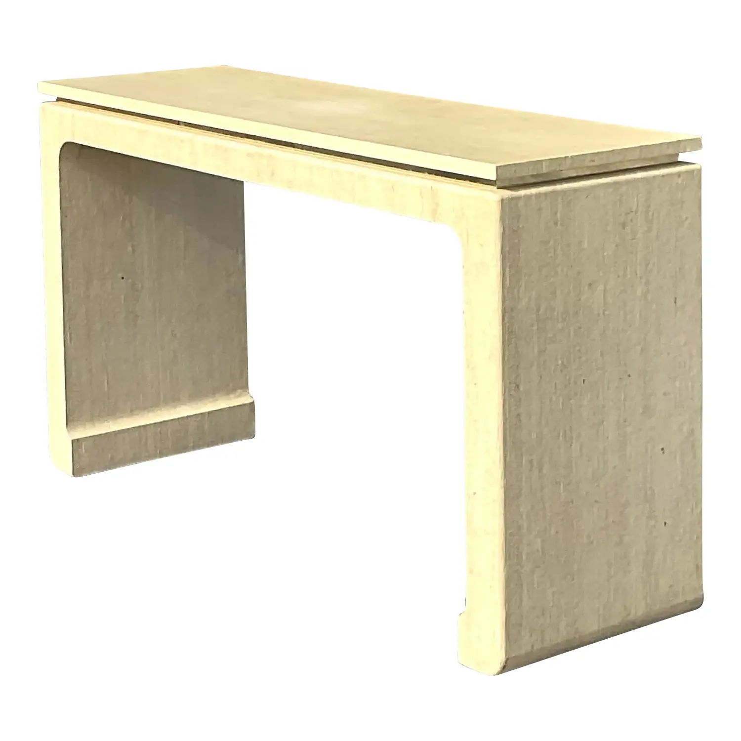 Late 20th Century Vintage Boho Grasscloth Wrapped Console Table