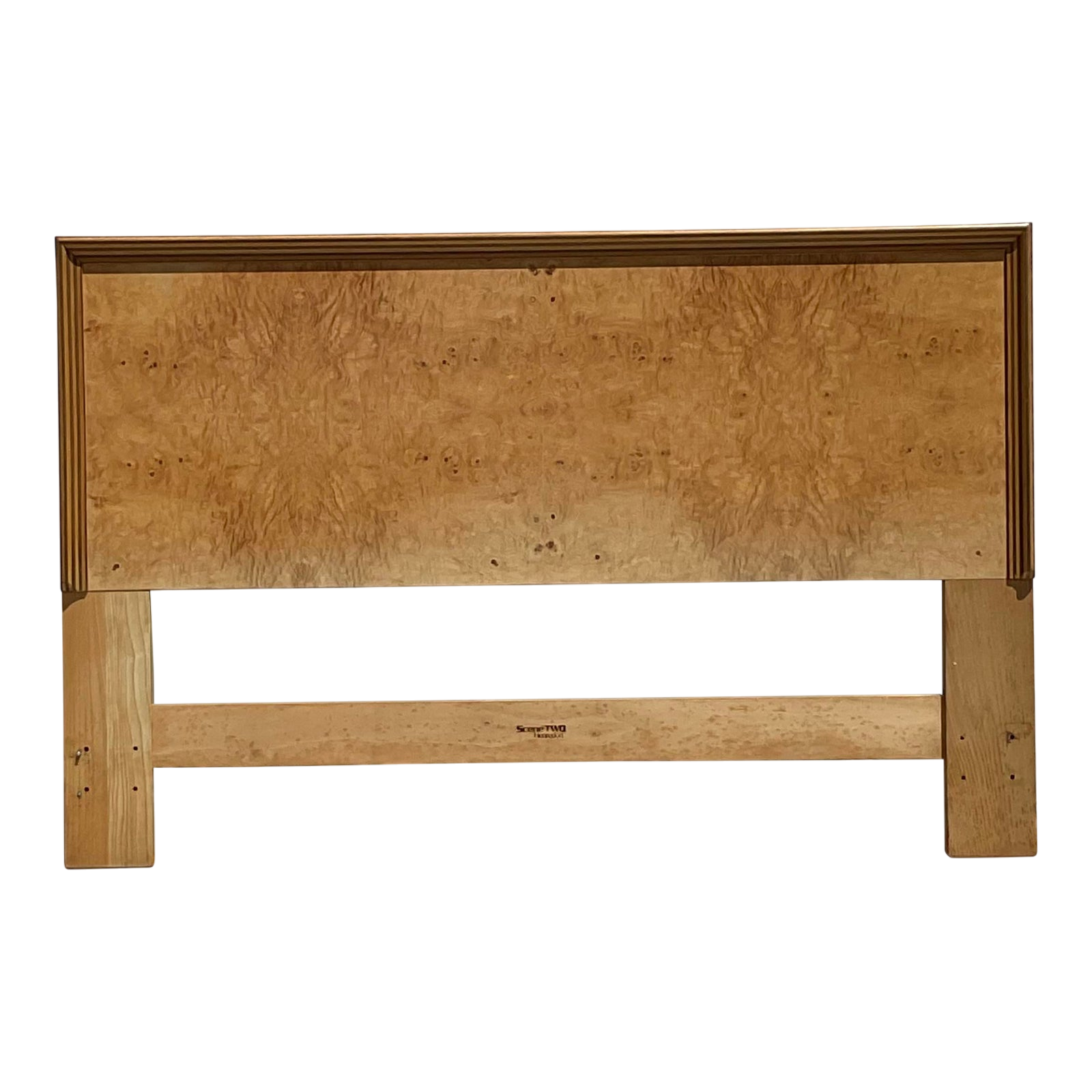 Late 20th Century Vintage Boho Henredon Scene Two Burl Wood Queen Headboard - Detail view