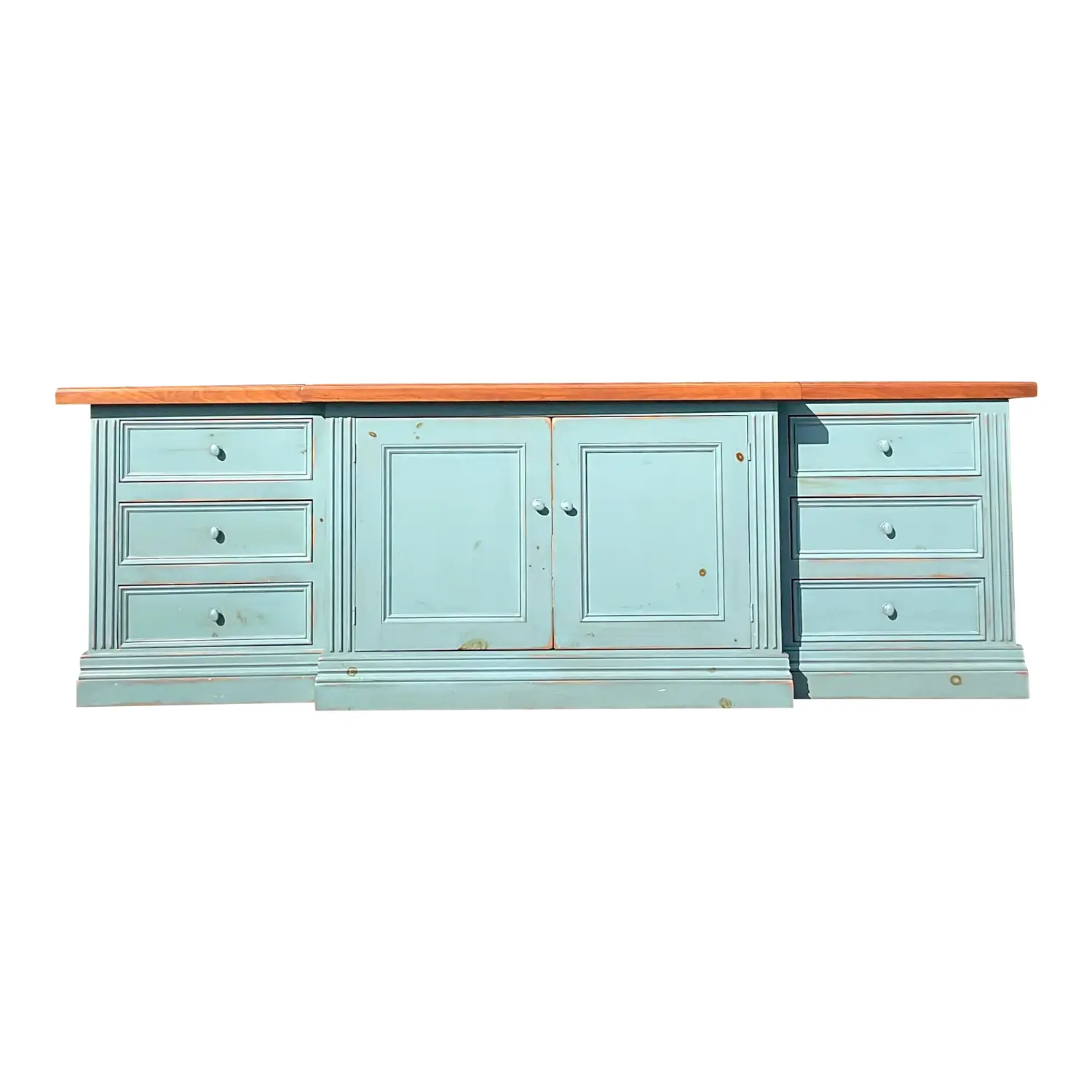 Late 20th Century Vintage Boho Monumental Blue Wash Credenza