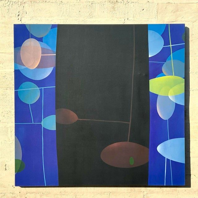Late 20th Century Vintage Boho Monumental Original Abstract Oil Painting Canvas - Side view
