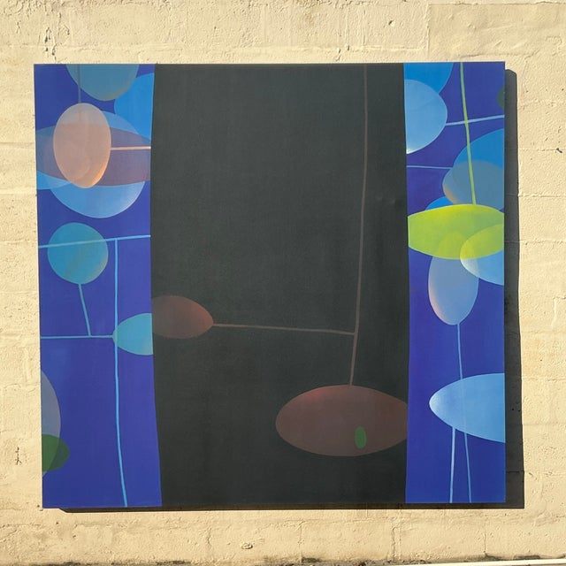 Late 20th Century Vintage Boho Monumental Original Abstract Oil Painting Canvas - Back view