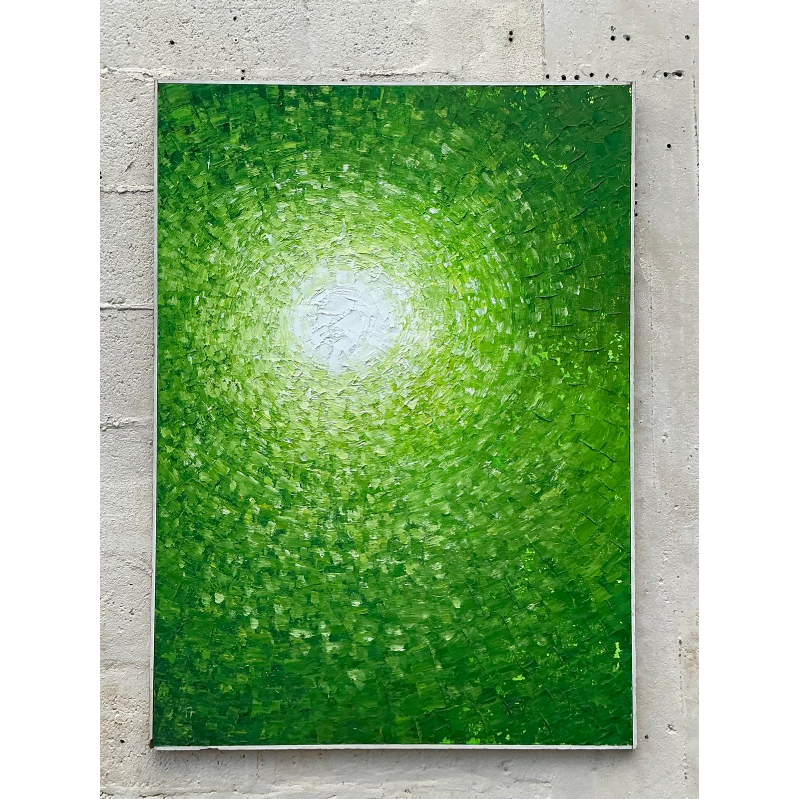 Late 20th Century Vintage Boho Original Abstract Oil on Board - Side view