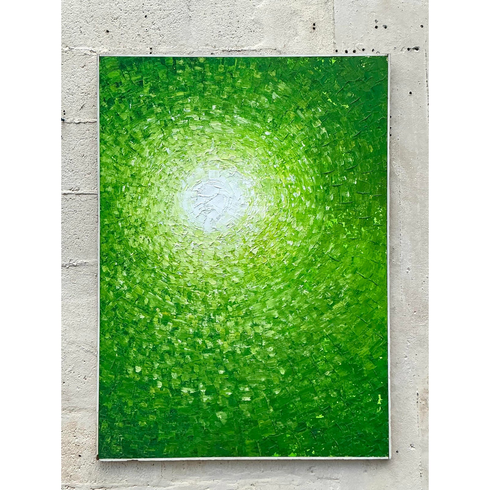 Late 20th Century Vintage Boho Original Abstract Oil on Board - Top view