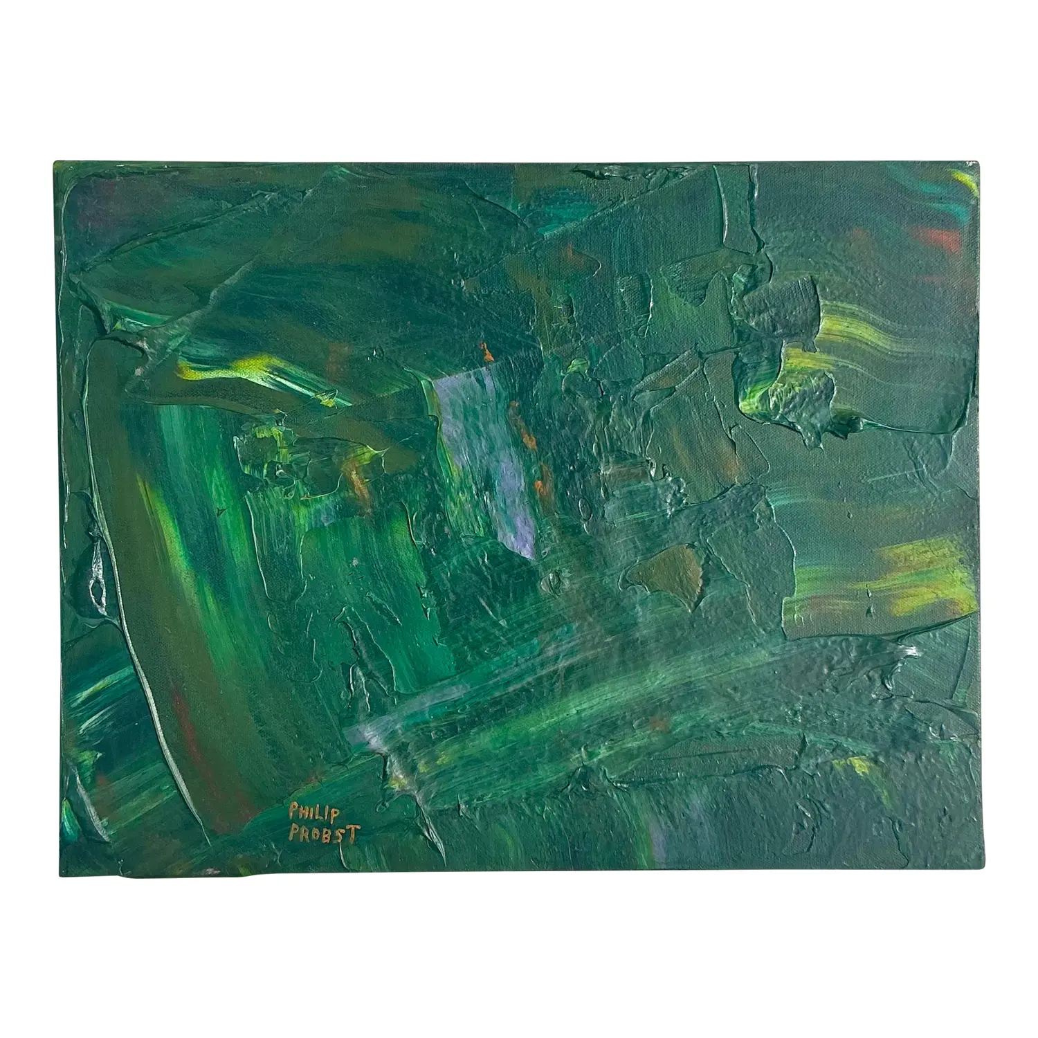 Late 20th Century Vintage Boho Original Impasto Abstract Oil on Canvas