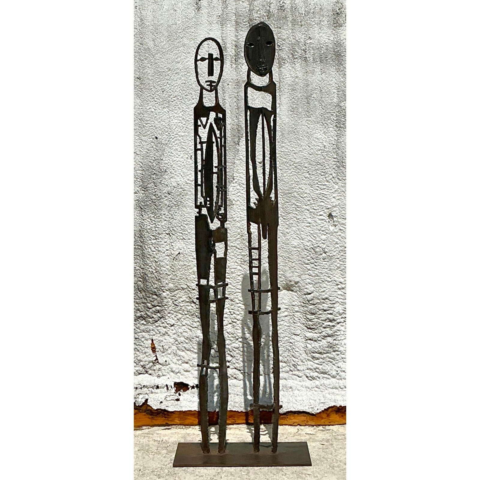 Late 20th Century Vintage Boho Original Torch Cut Steel Figurative Sculpture - Side view