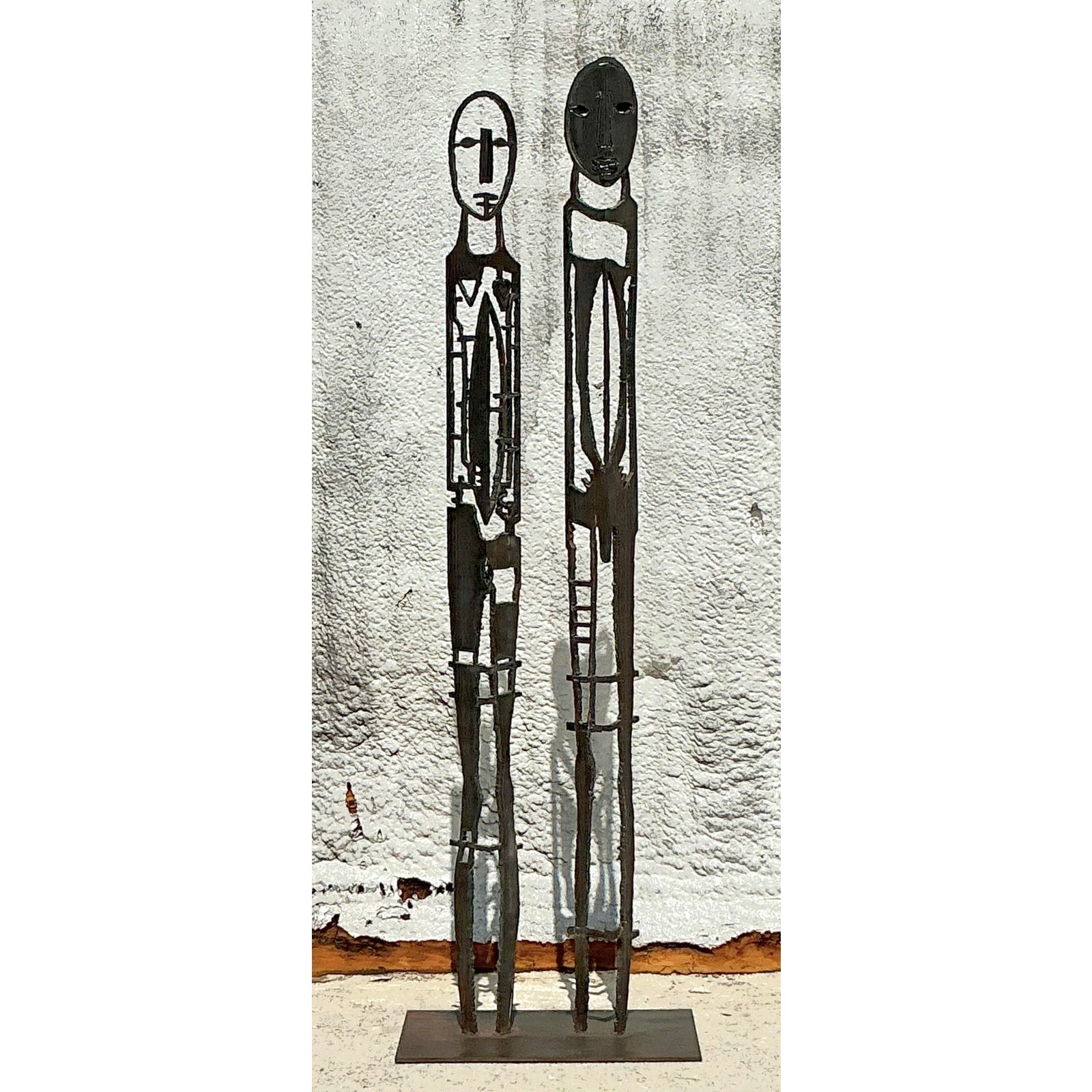 Late 20th Century Vintage Boho Original Torch Cut Steel Figurative Sculpture - Top view