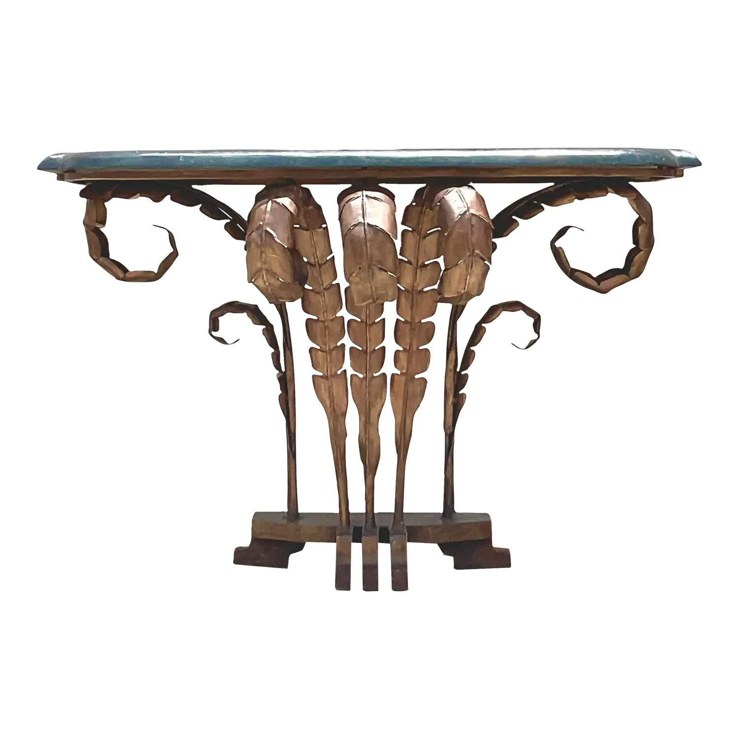 Late 20th Century Vintage Boho Punch Cut Frond Console Table