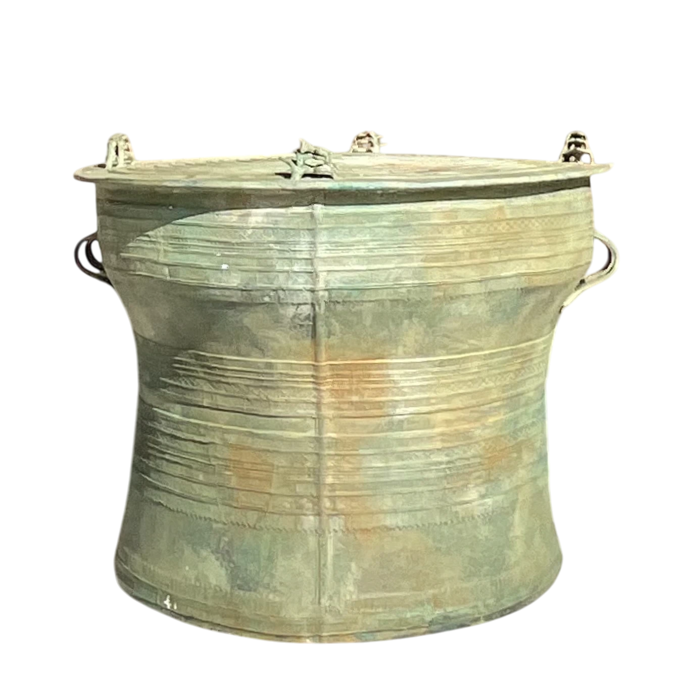 Late 20th Century Vintage Boho Southeast Asian Bronze Rain Drum Table - Detail view