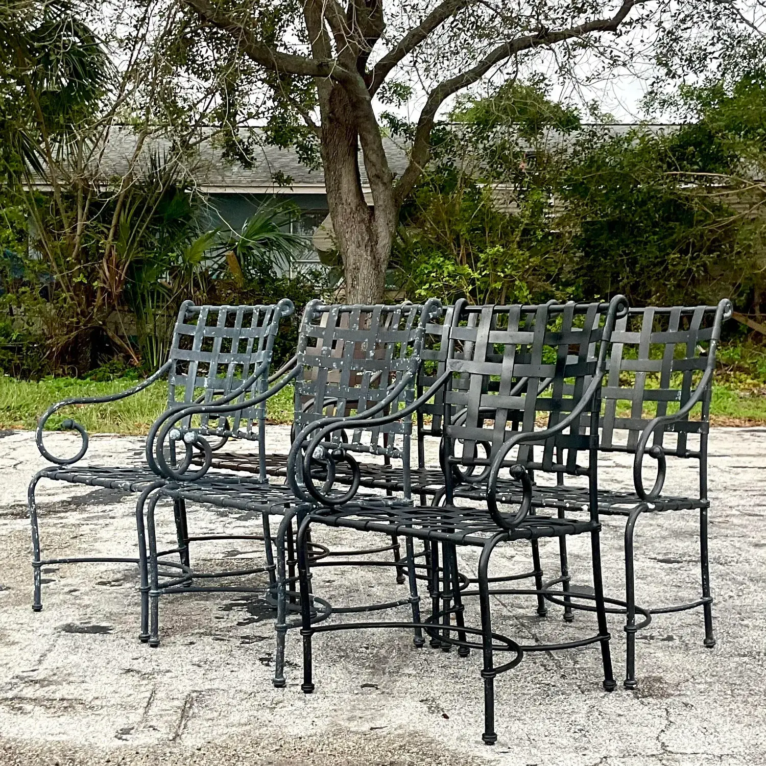 Late 20th Century Vintage Brown Jordan “Florentine”: Dining Chairs - Set of Six - Top view