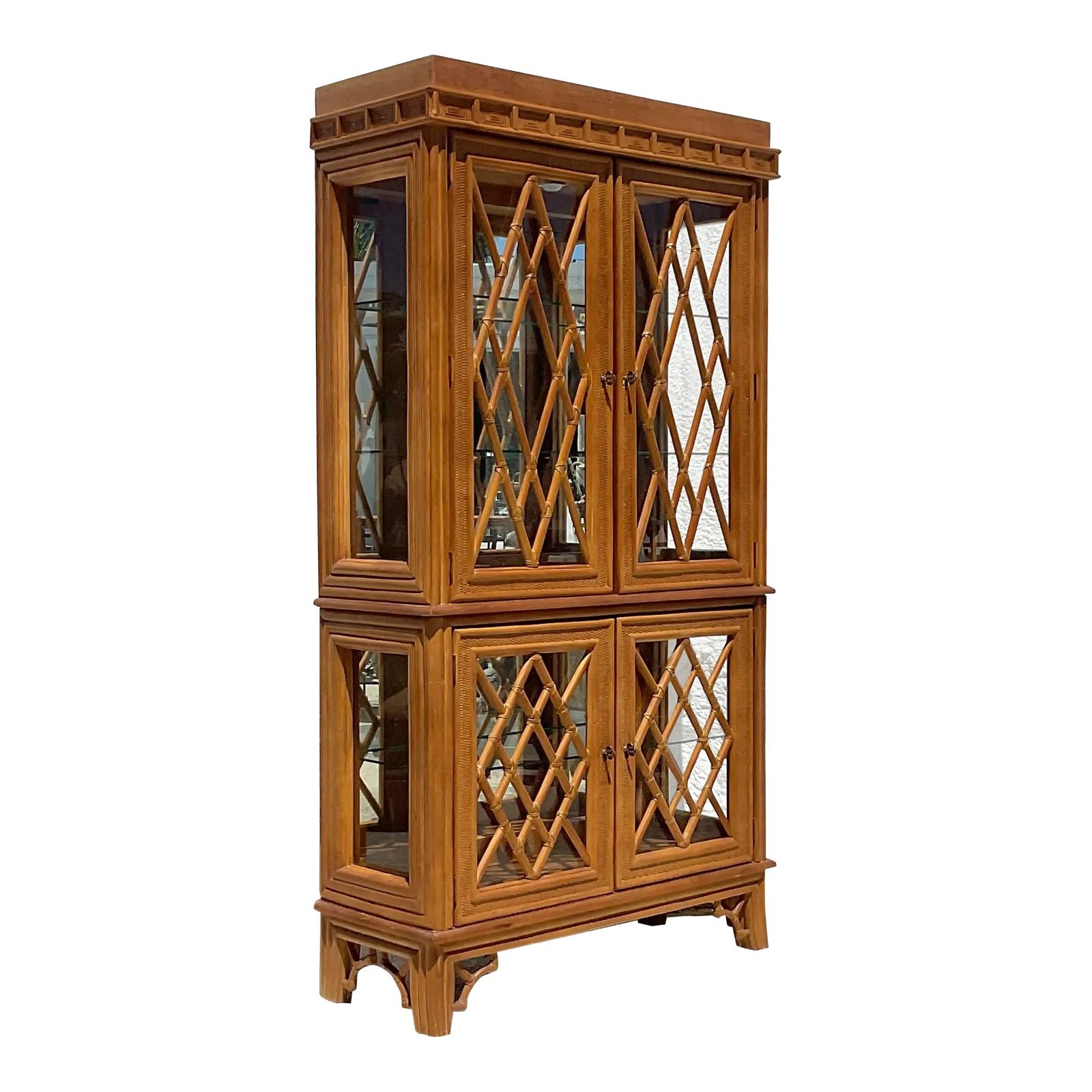 Late 20th Century Vintage Coastal Chinese Chippendale Cabinet