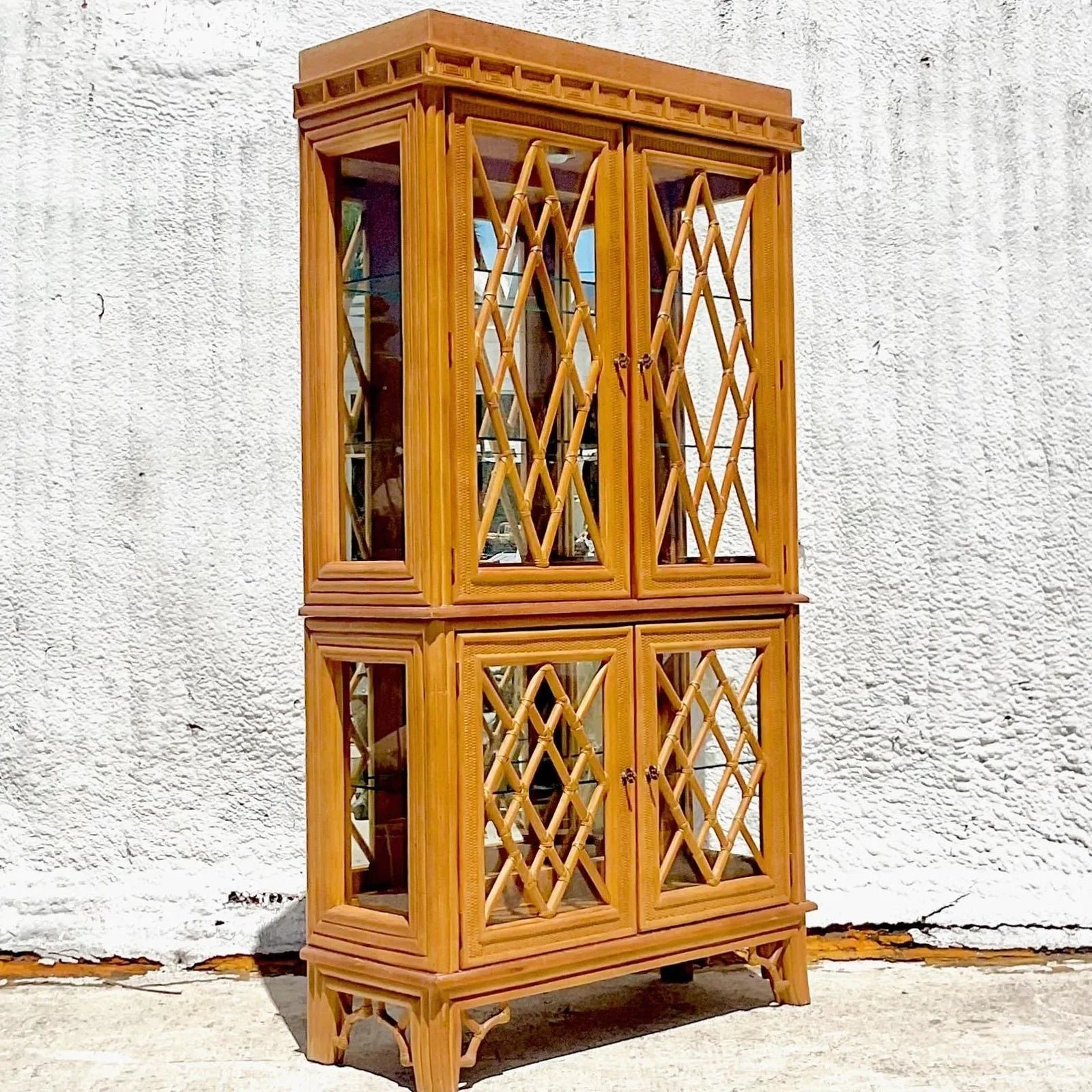 Late 20th Century Vintage Coastal Chinese Chippendale Cabinet - Back view