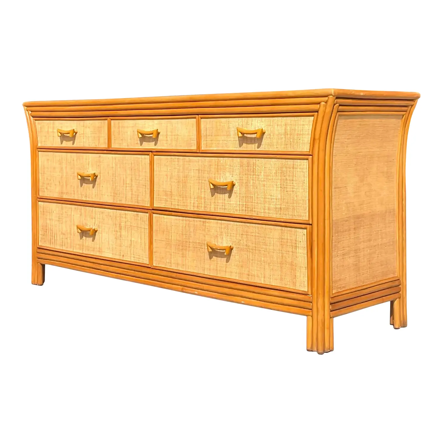 Late 20th Century Vintage Coastal Grasscloth Dresser