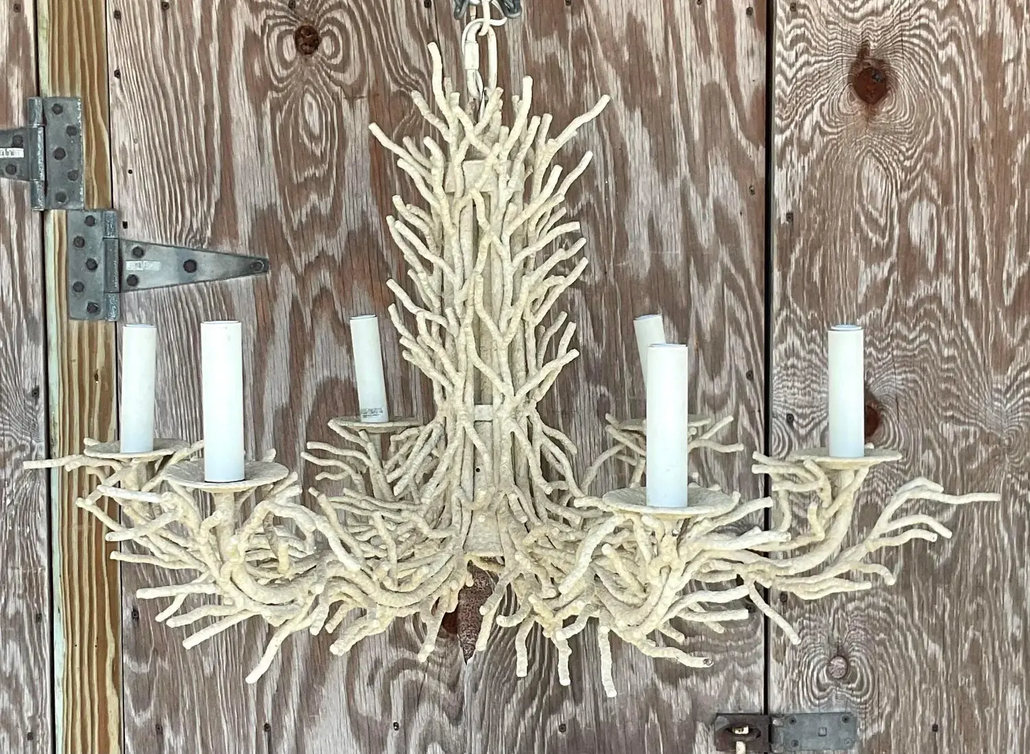 Late 20th Century Vintage Coastal Metal Coral Chandelier - Side view
