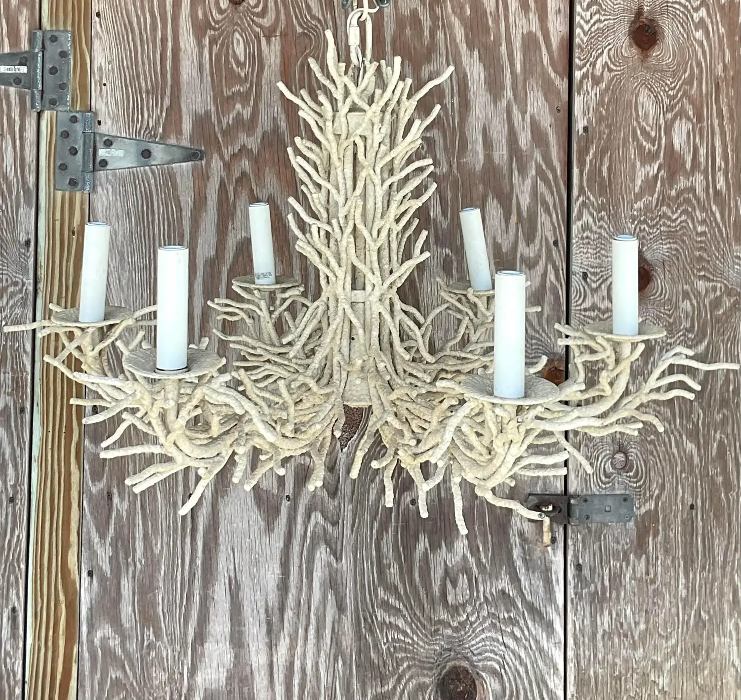 Late 20th Century Vintage Coastal Metal Coral Chandelier - Back view