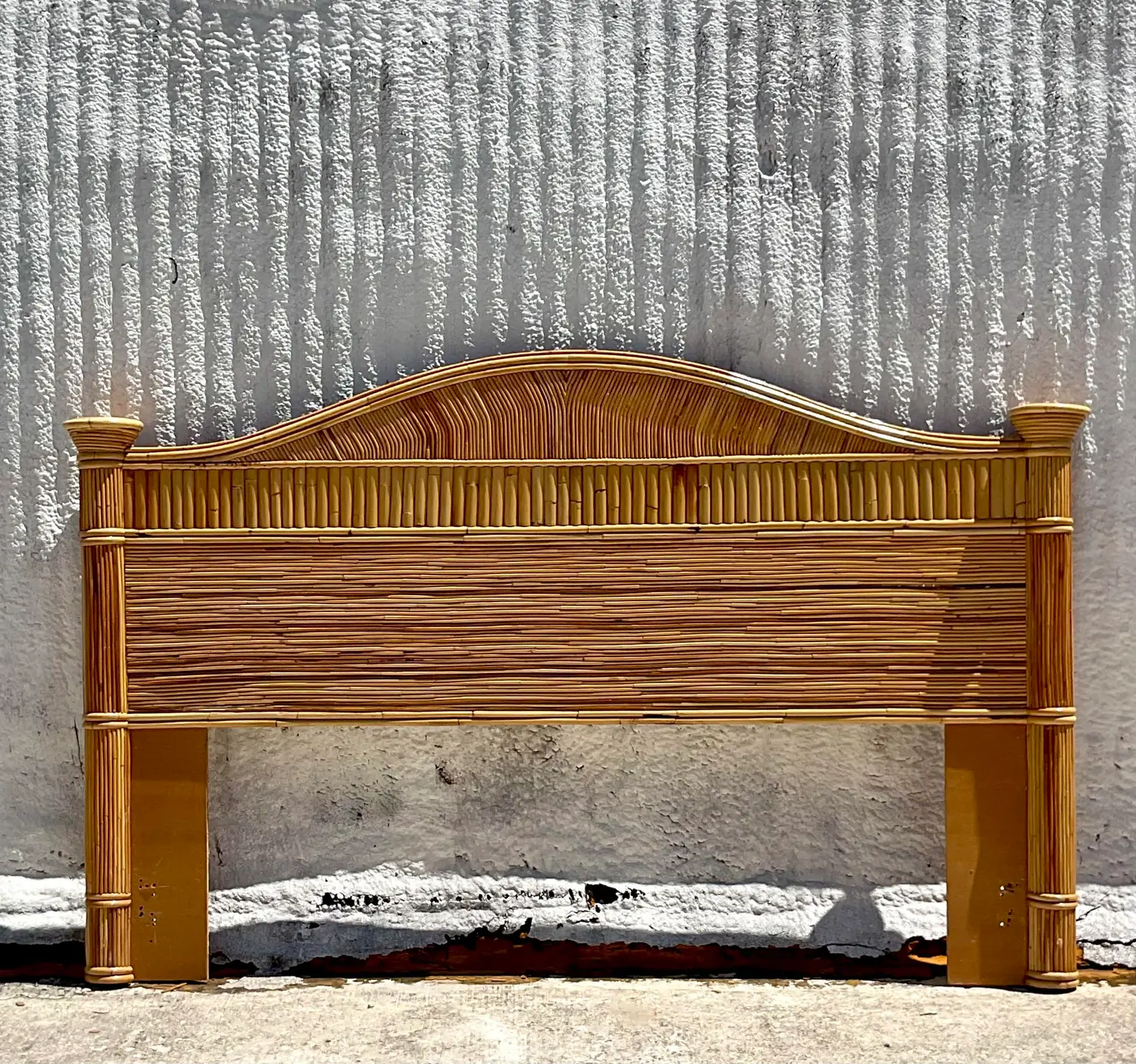 Late 20th Century Vintage Coastal Pencil Reed King Headboard - Detail view