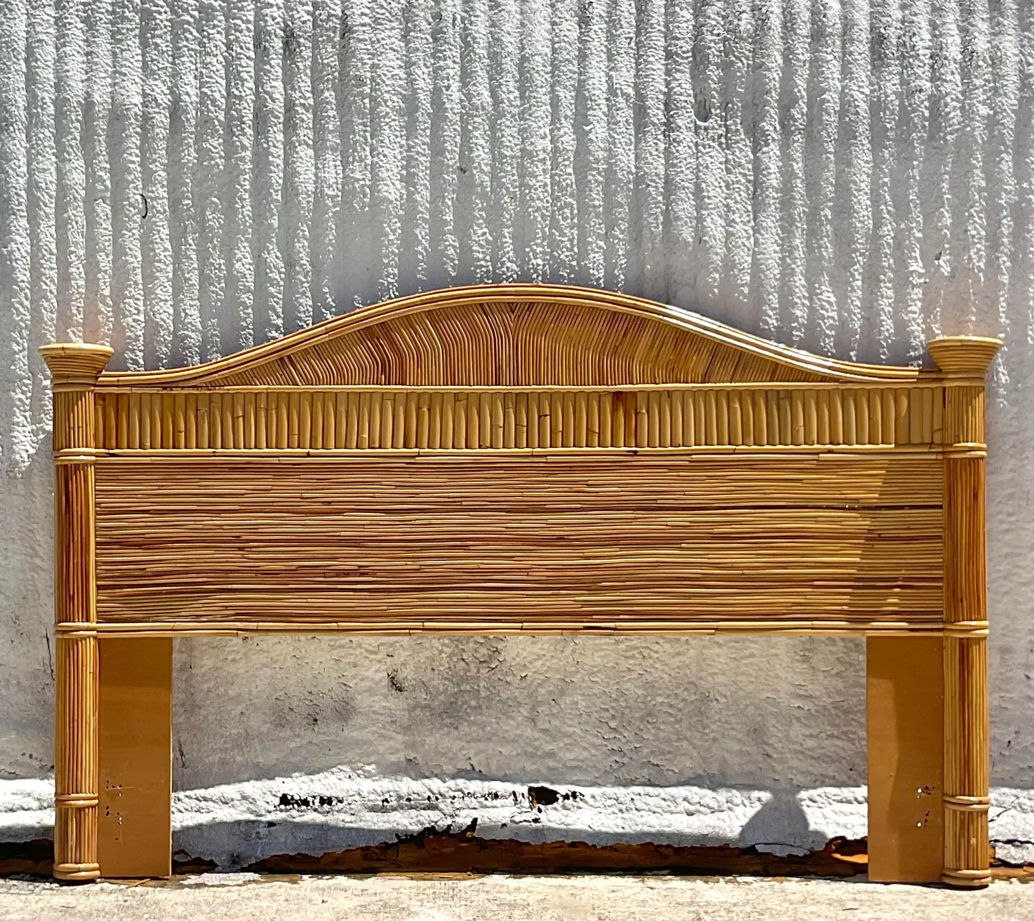 Late 20th Century Vintage Coastal Pencil Reed King Headboard - Side view