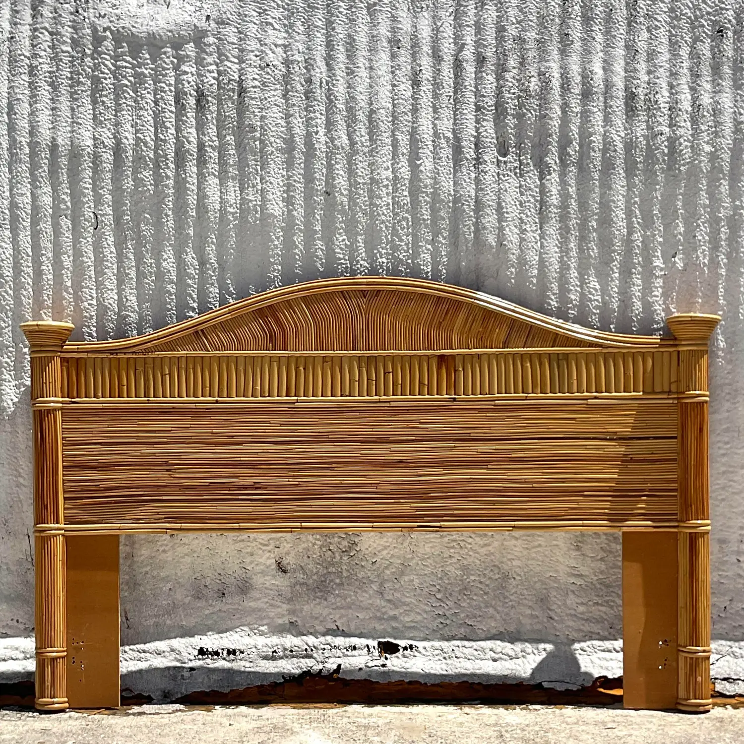 Late 20th Century Vintage Coastal Pencil Reed King Headboard - Top view
