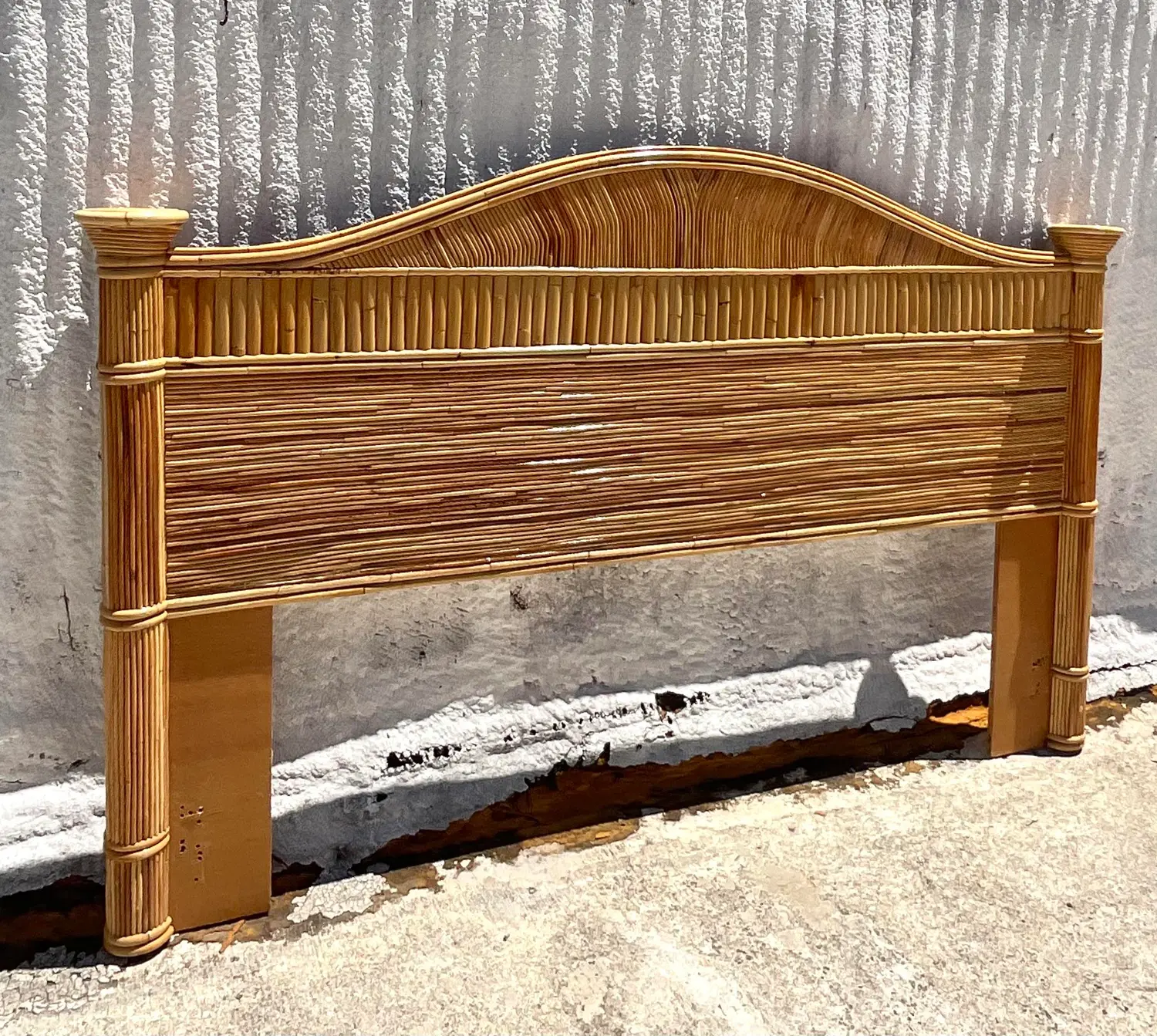 Late 20th Century Vintage Coastal Pencil Reed King Headboard - Back view