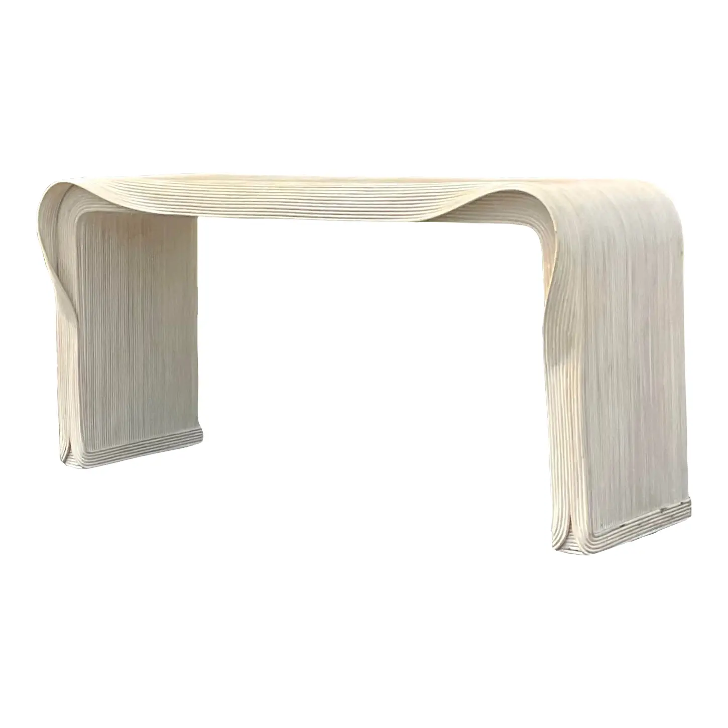 Late 20th Century Vintage Coastal Pencil Reed Wave Console After Betty Cobonpue