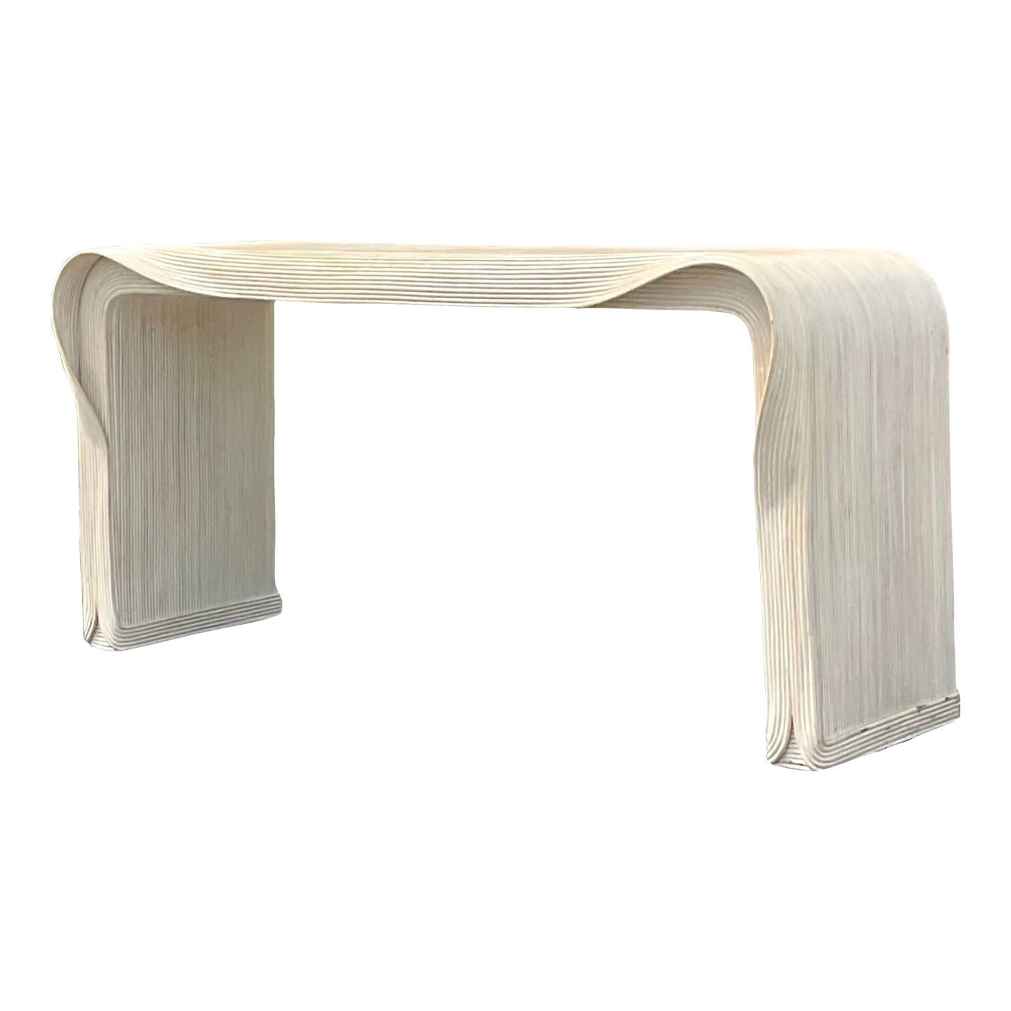 Late 20th Century Vintage Coastal Pencil Reed Wave Console After Betty Cobonpue - Detail view