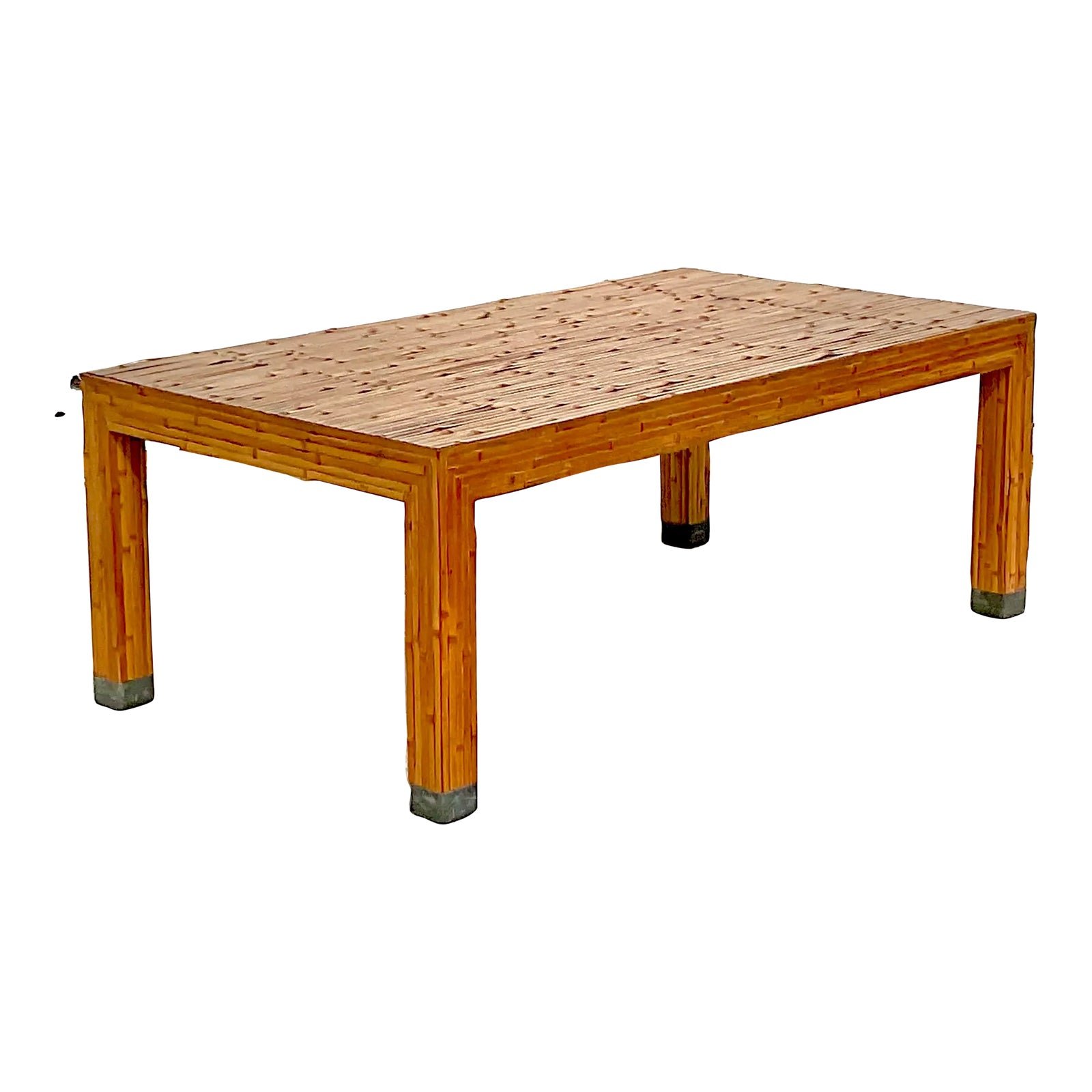Late 20th Century Vintage Coastal Split Bamboo Coffee Table