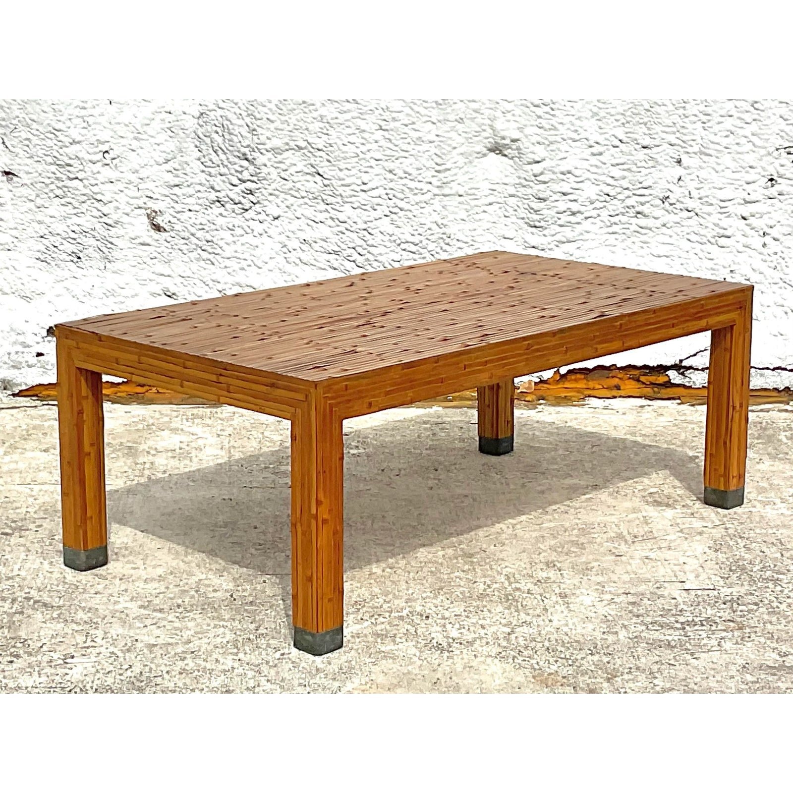 Late 20th Century Vintage Coastal Split Bamboo Coffee Table - Back view