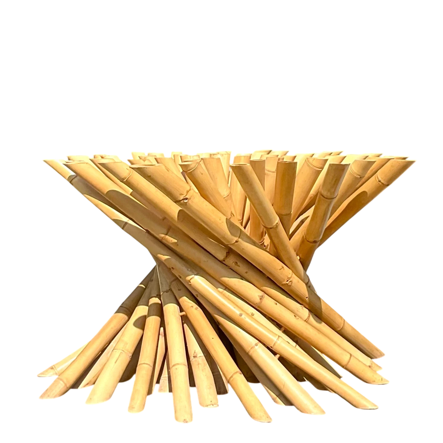 Late 20th Century Vintage Coastal Twisted Bamboo Dining Table Pedestal - Detail view