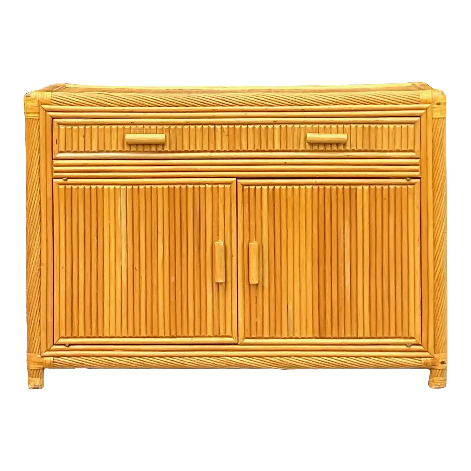 Late 20th Century Vintage Coastal Twisted Pencil Reed Credenza
