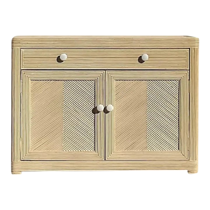 Late 20th Century Vintage Coastal Washed Pencil Reed Sideboard - Detail view