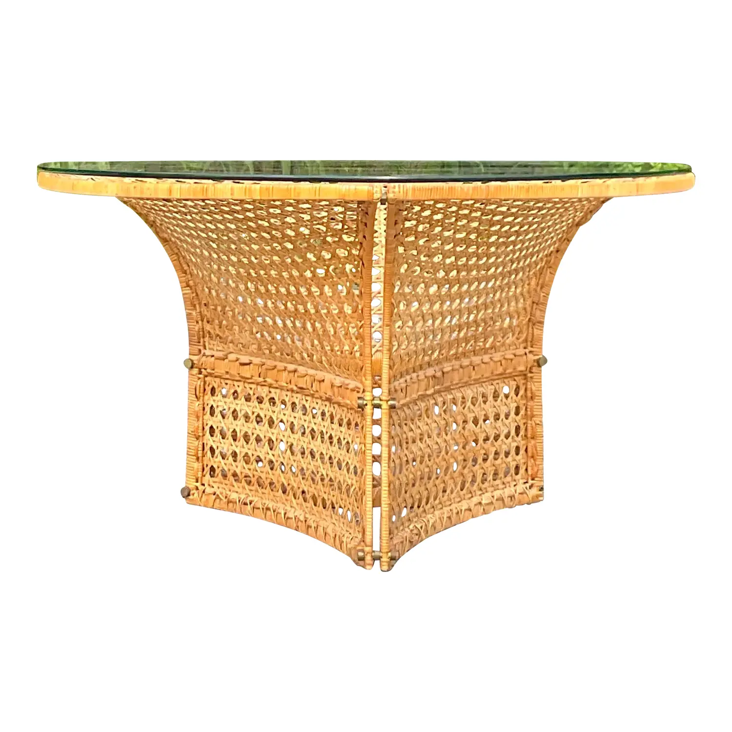 Late 20th Century Vintage Coastal Woven Rattan Dining Table After Danny Ho Fong