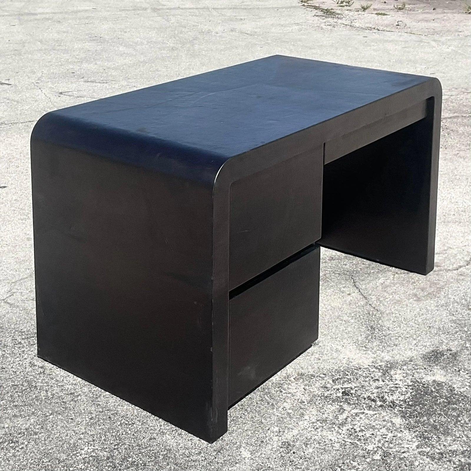 Late 20th Century Vintage Contemporary Signed Karl Springer Waterfall Desk - Side view