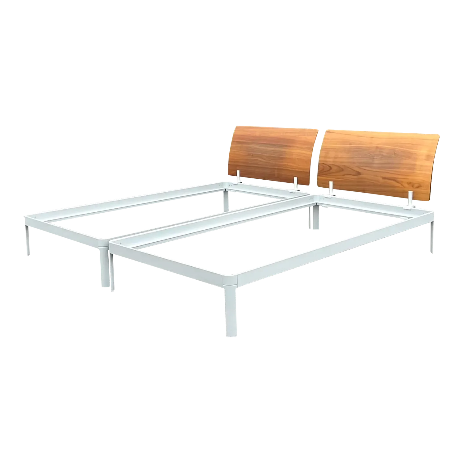 Late 20th Century Vintage Contemporary Wood Flared Twin Beds - a Pair - Detail view