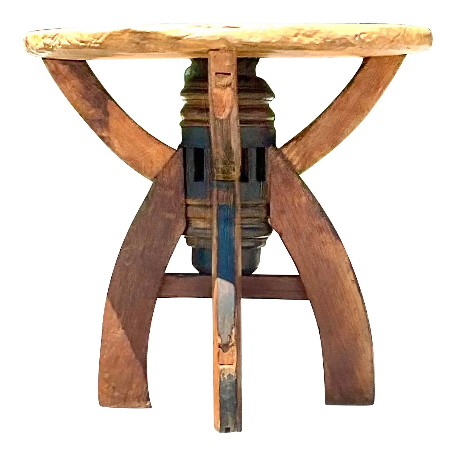 Late 20th Century Vintage Industrial Demilune Console Table