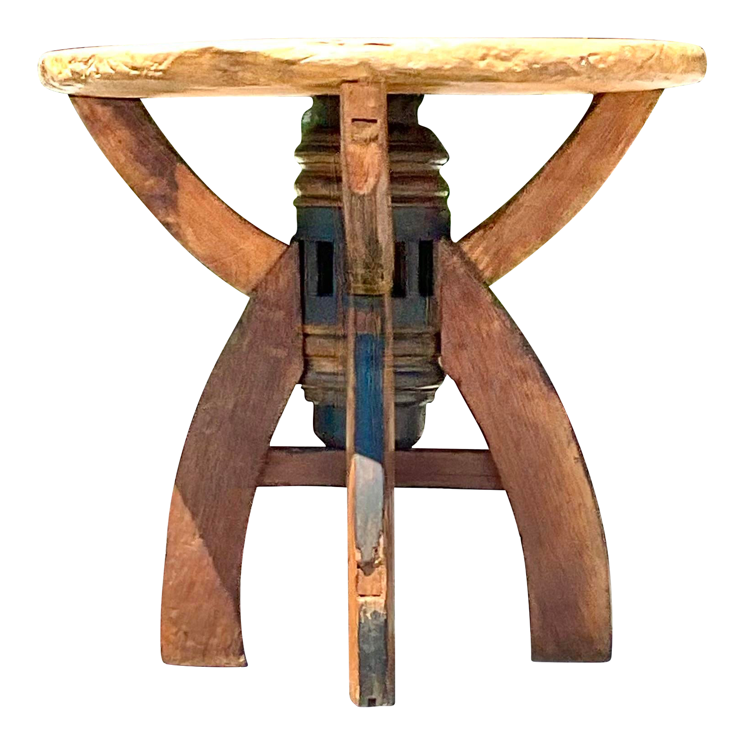 Late 20th Century Vintage Industrial Demilune Console Table - Detail view