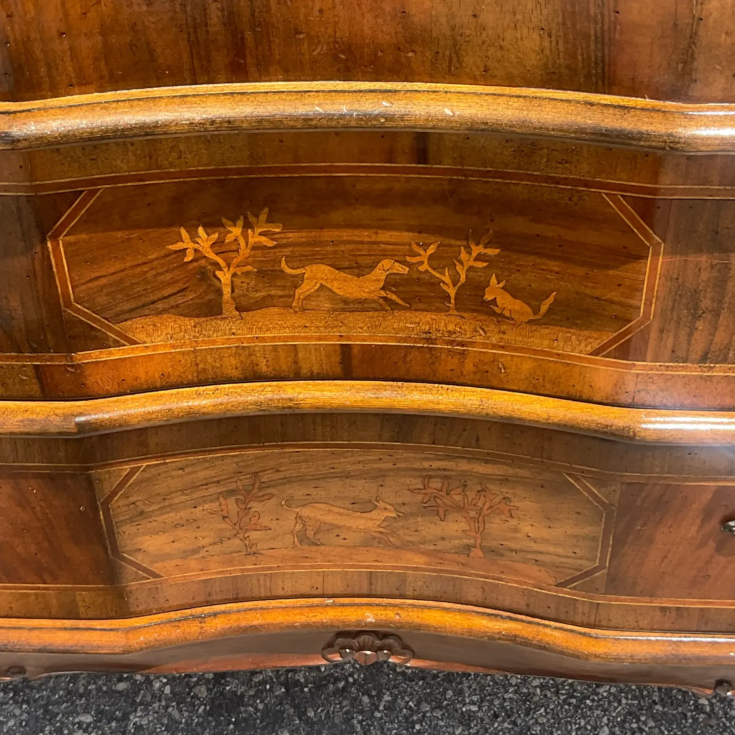 Late 20th Century Vintage Italian Inlaid Animal Marquetry Writing Desk - Back view